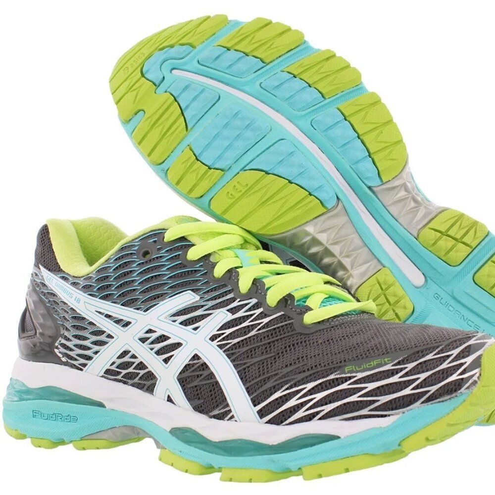 ASICS-GEL Nimbus 18 - Grey Turquoise Lime Womens 9 US 40.5 EUR